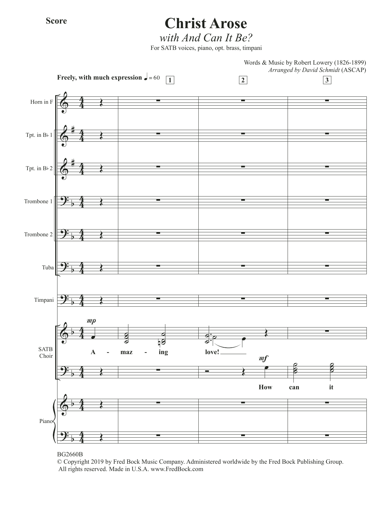 Robert Lowry Christ Arose (with And Can It Be?) (arr. David Schmidt) - Score sheet music notes and chords arranged for Choir Instrumental Pak