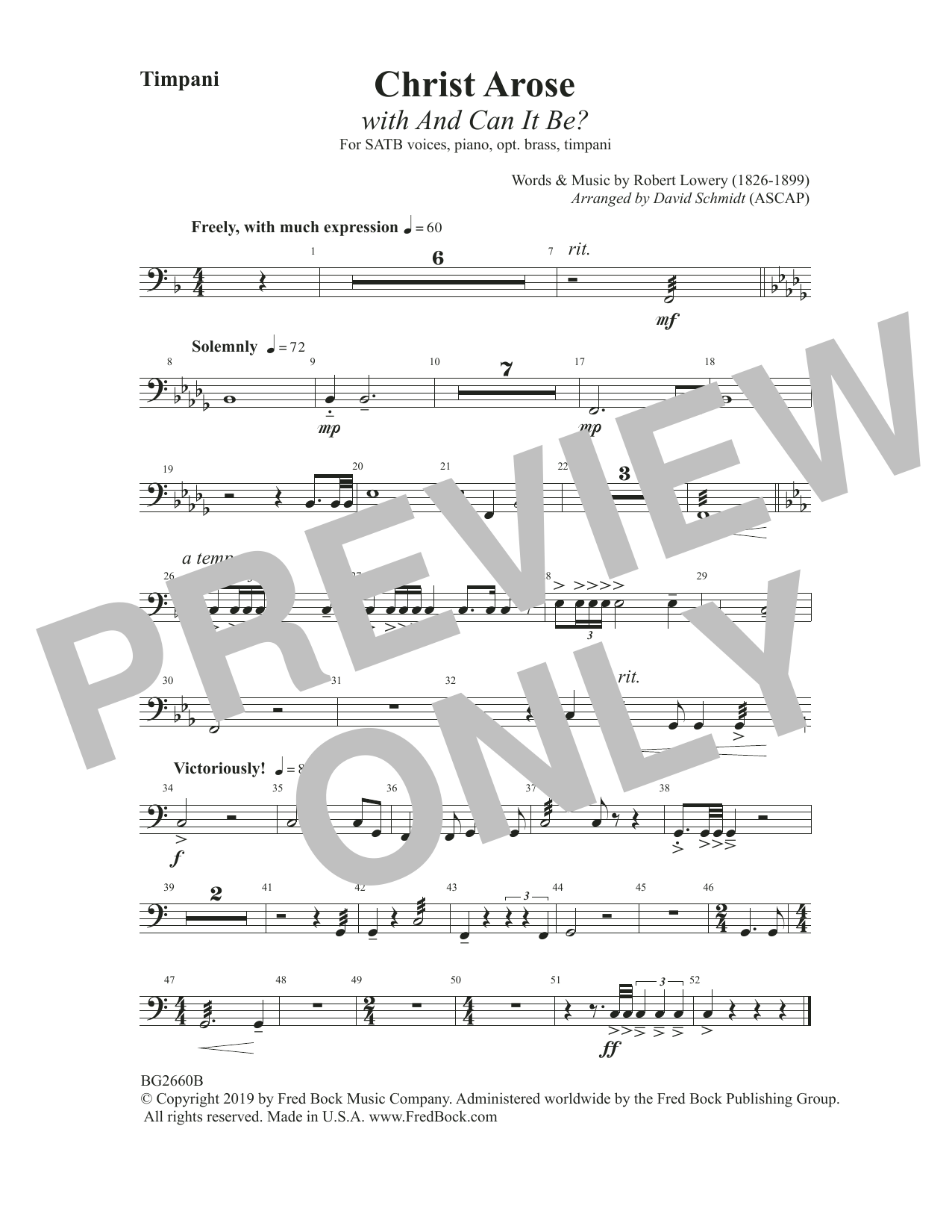 Robert Lowry Christ Arose (with And Can It Be?) (arr. David Schmidt) - Timpani sheet music notes and chords arranged for Choir Instrumental Pak