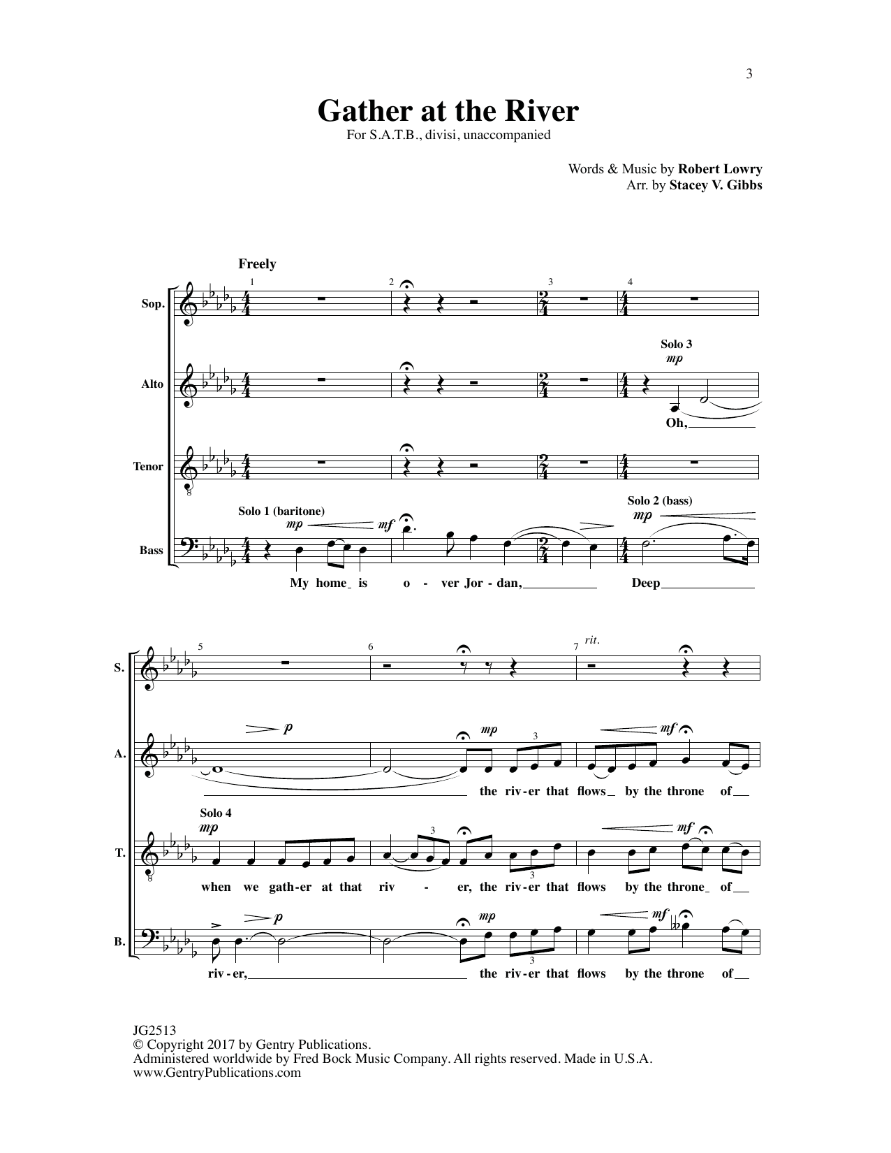 Robert Lowry Gather at the River sheet music notes and chords arranged for SATB Choir