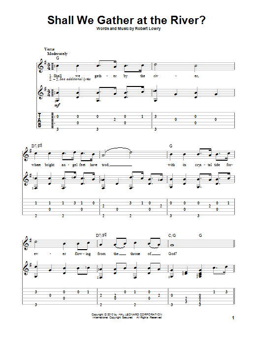 Robert Lowry Shall We Gather At The River? sheet music notes and chords arranged for Piano Solo