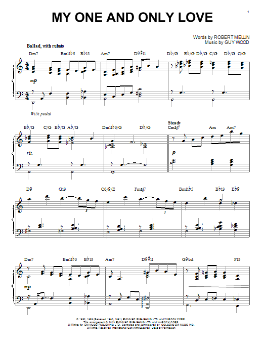 Robert Mellin My One And Only Love (arr. Brent Edstrom) sheet music notes and chords arranged for Piano Solo