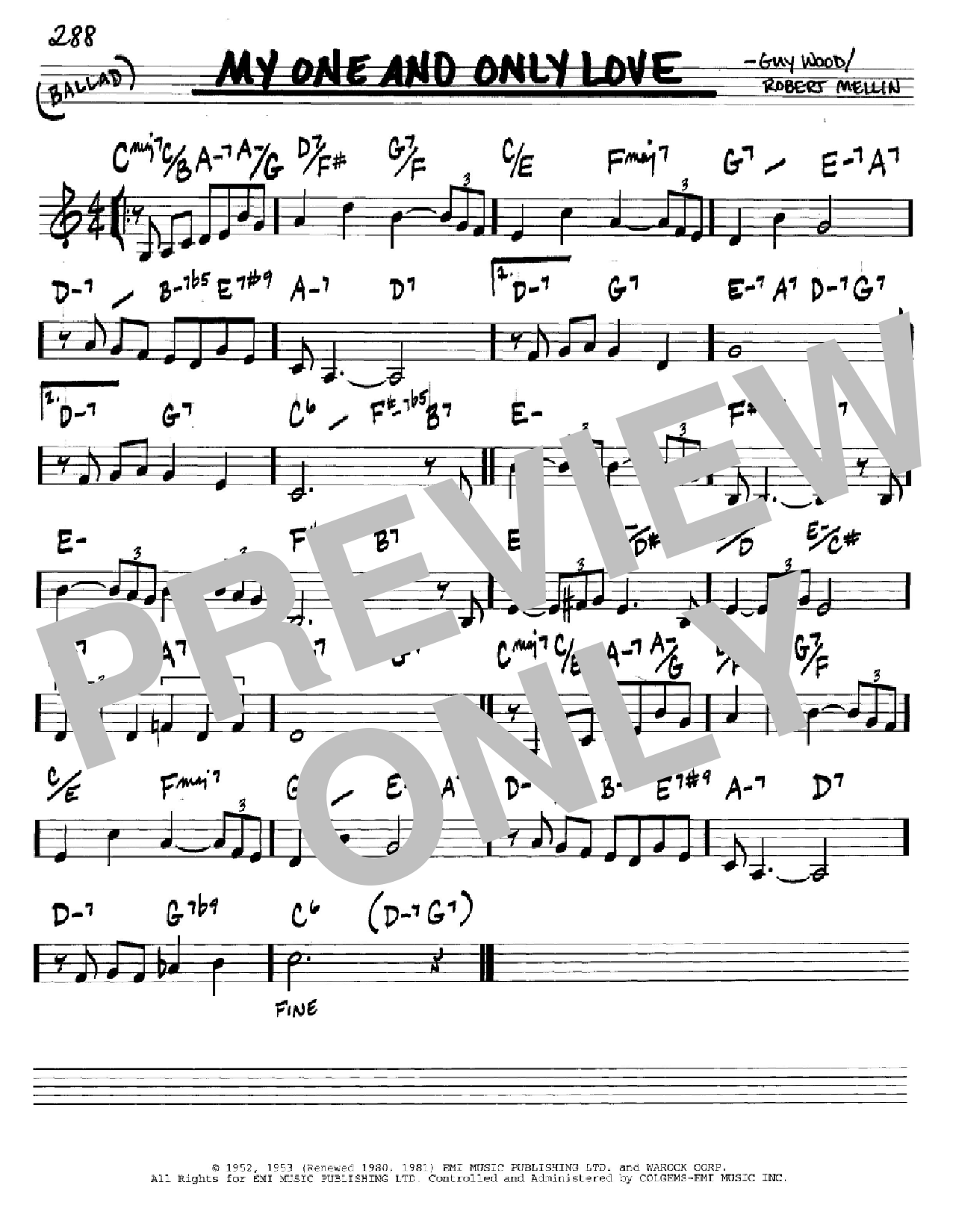 Robert Mellin My One And Only Love sheet music notes and chords arranged for Big Note Piano