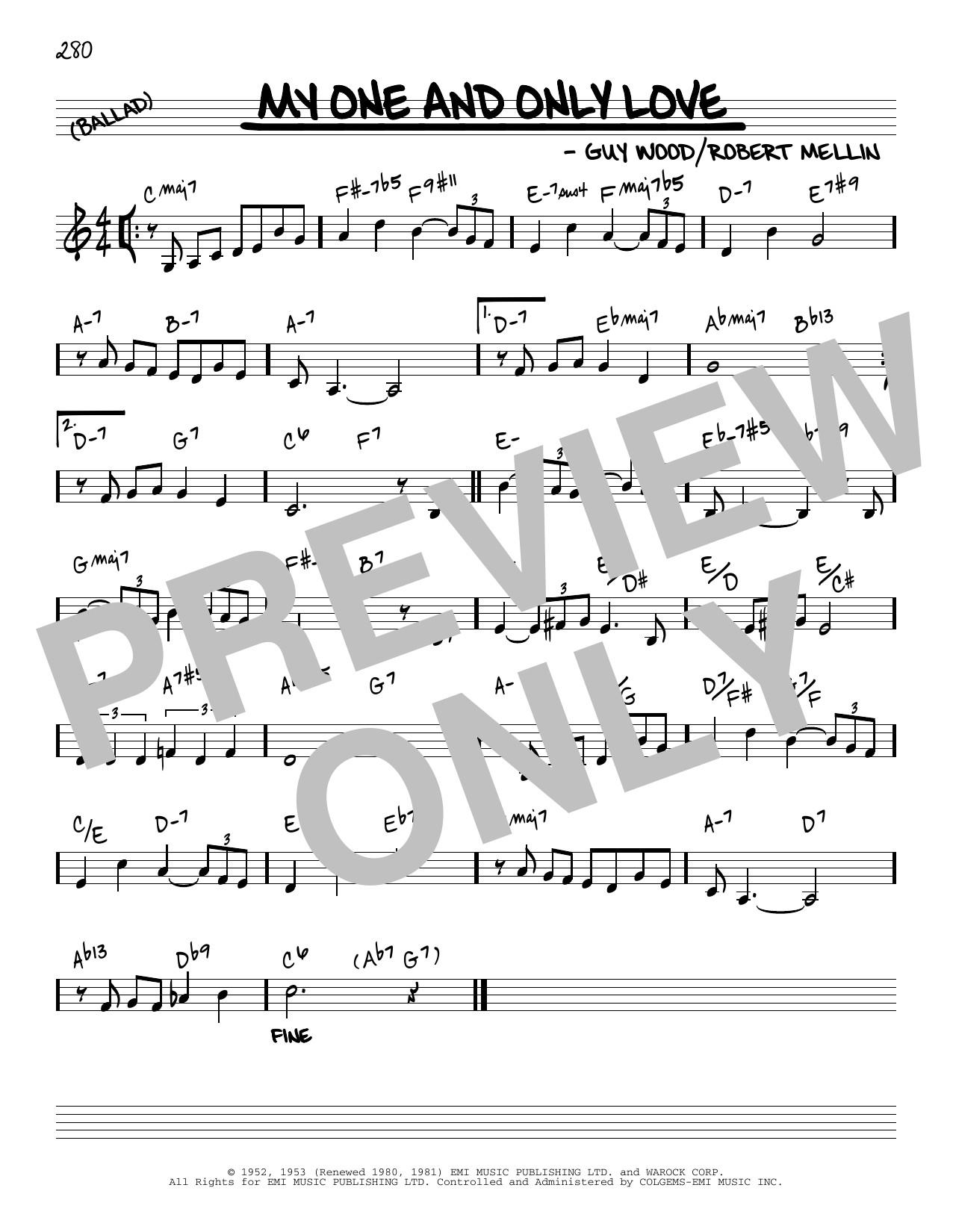 Robert Mellin My One And Only Love [Reharmonized version] (arr. Jack Grassel) sheet music notes and chords arranged for Real Book – Melody & Chords