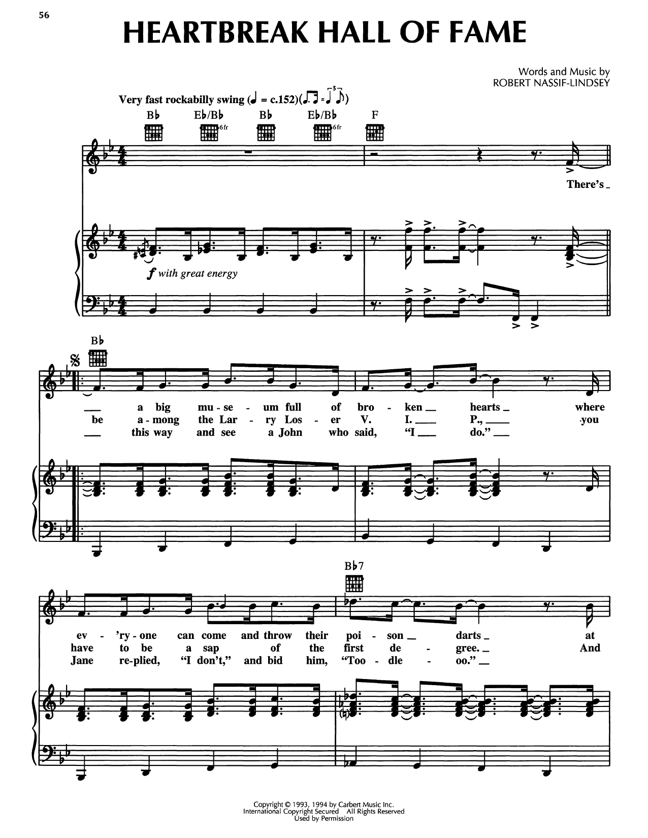 Robert Nassif-Lindsey Heartbreak Hall Of Fame (from Honky Tonk Highway) sheet music notes and chords arranged for Piano, Vocal & Guitar Chords (Right-Hand Melody)