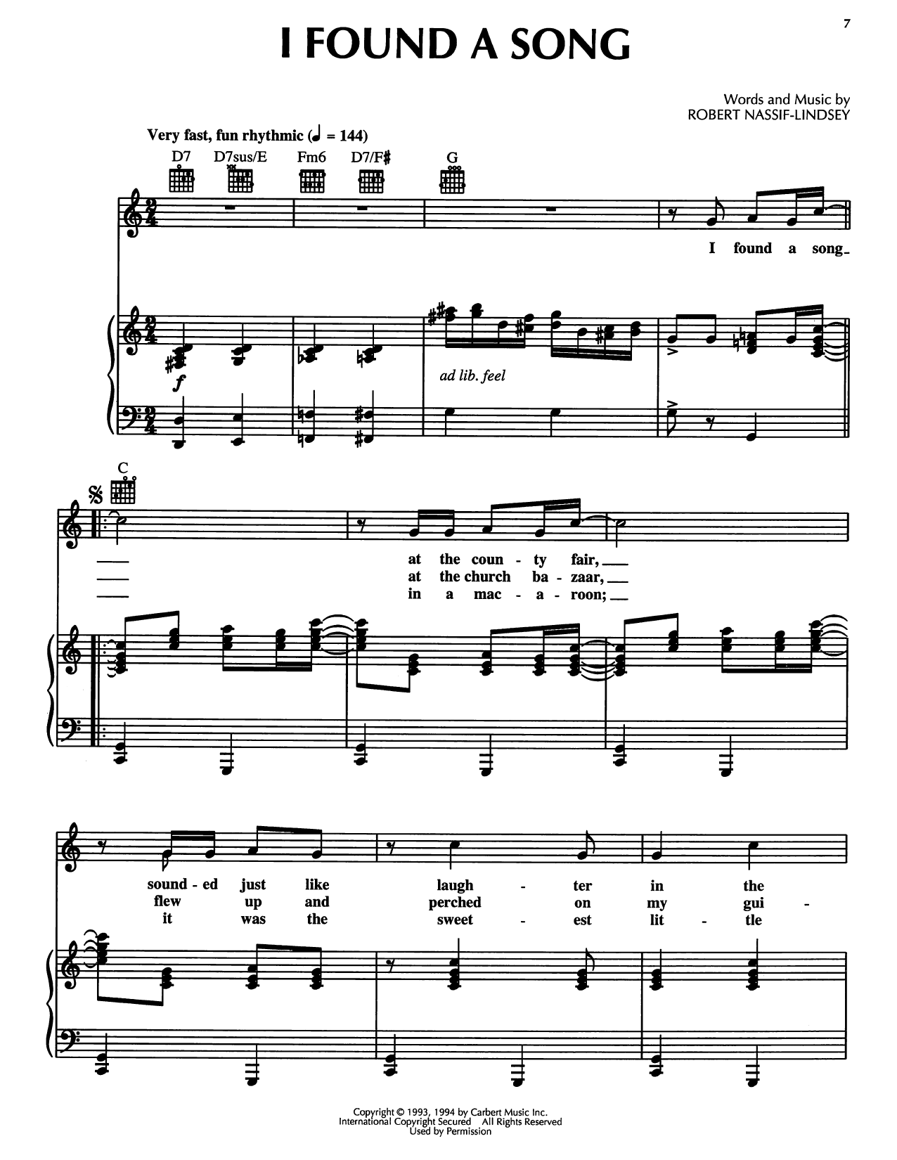 Robert Nassif-Lindsey I Found A Song (from Honky Tonk Highway) sheet music notes and chords arranged for Piano, Vocal & Guitar Chords (Right-Hand Melody)