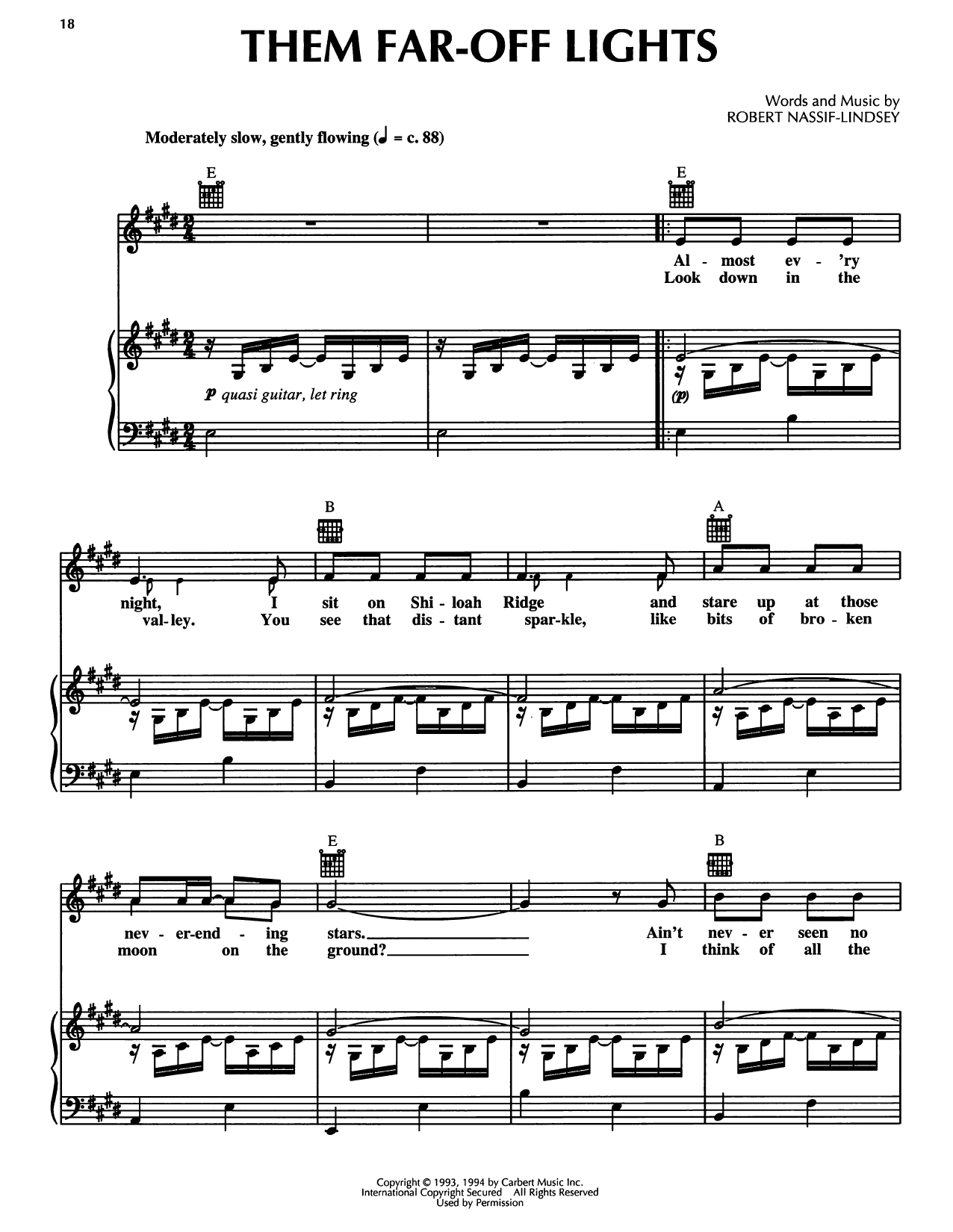 Robert Nassif-Lindsey Them Far-Off Lights (from Honky Tonk Highway) sheet music notes and chords arranged for Piano, Vocal & Guitar Chords (Right-Hand Melody)