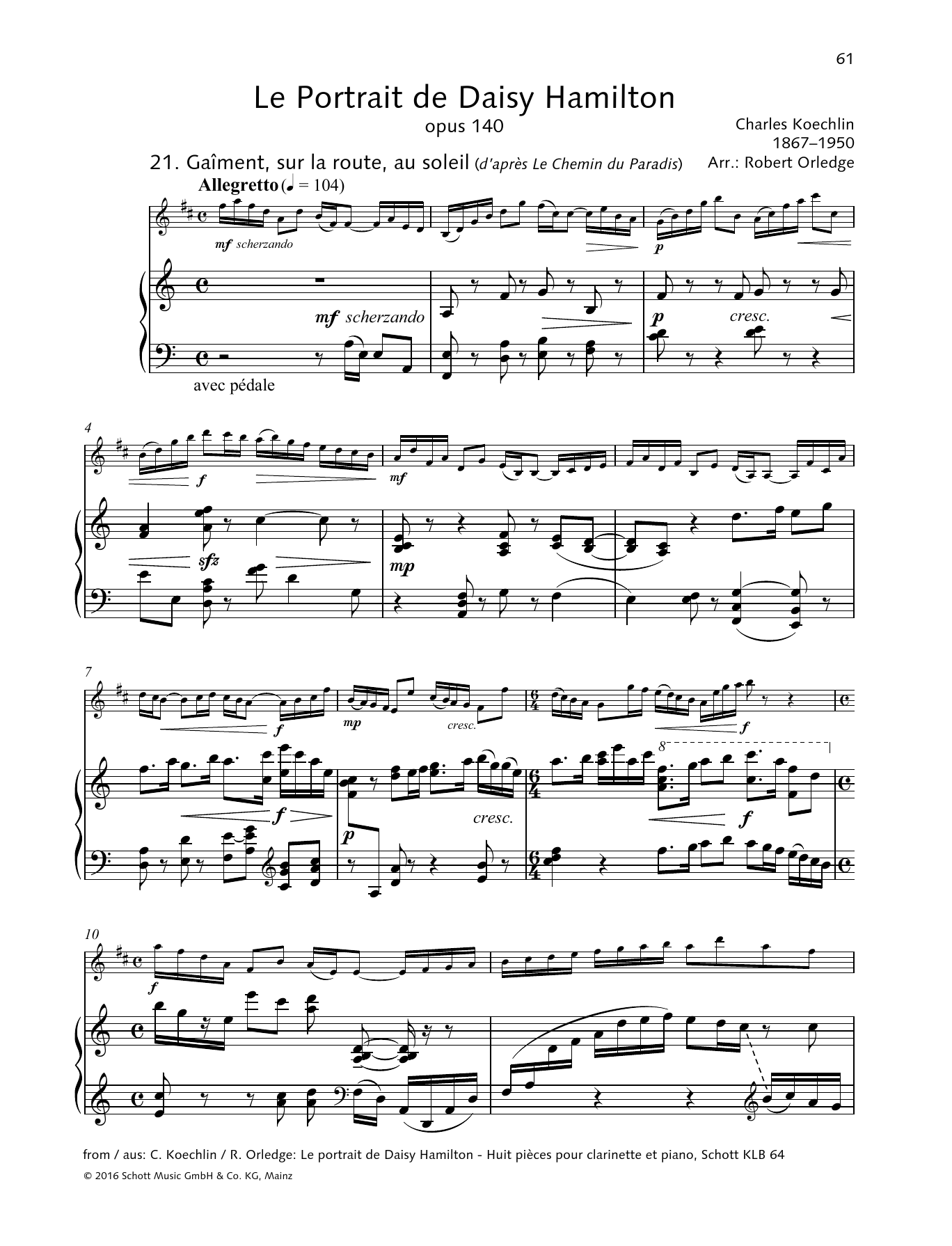 Robert Orledge Le Portrait de Daisy Hamilton sheet music notes and chords arranged for Woodwind Solo