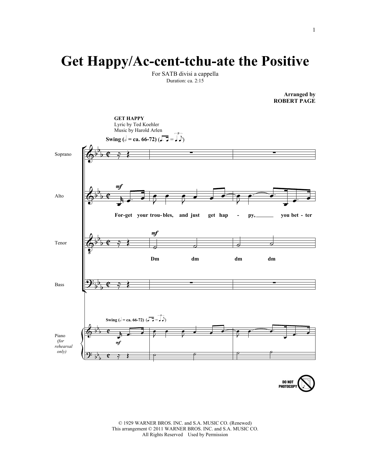 Robert Page Ac-cent-tchu-ate The Positive sheet music notes and chords arranged for SATB Choir