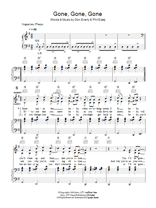 Robert Plant & Alison Krauss Gone, Gone, Gone (Done Moved On) sheet music notes and chords arranged for Piano, Vocal & Guitar Chords