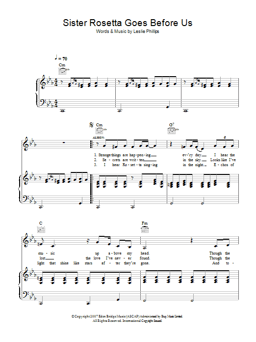 Robert Plant & Alison Krauss Sister Rosetta Goes Before Us sheet music notes and chords arranged for Piano, Vocal & Guitar Chords