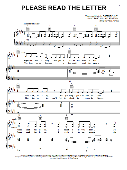 Robert Plant Please Read The Letter sheet music notes and chords arranged for Easy Guitar Tab