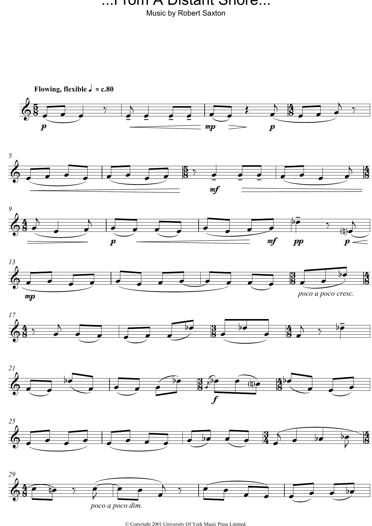 Robert Saxton ...From A Distant Shore... sheet music notes and chords arranged for Oboe Solo