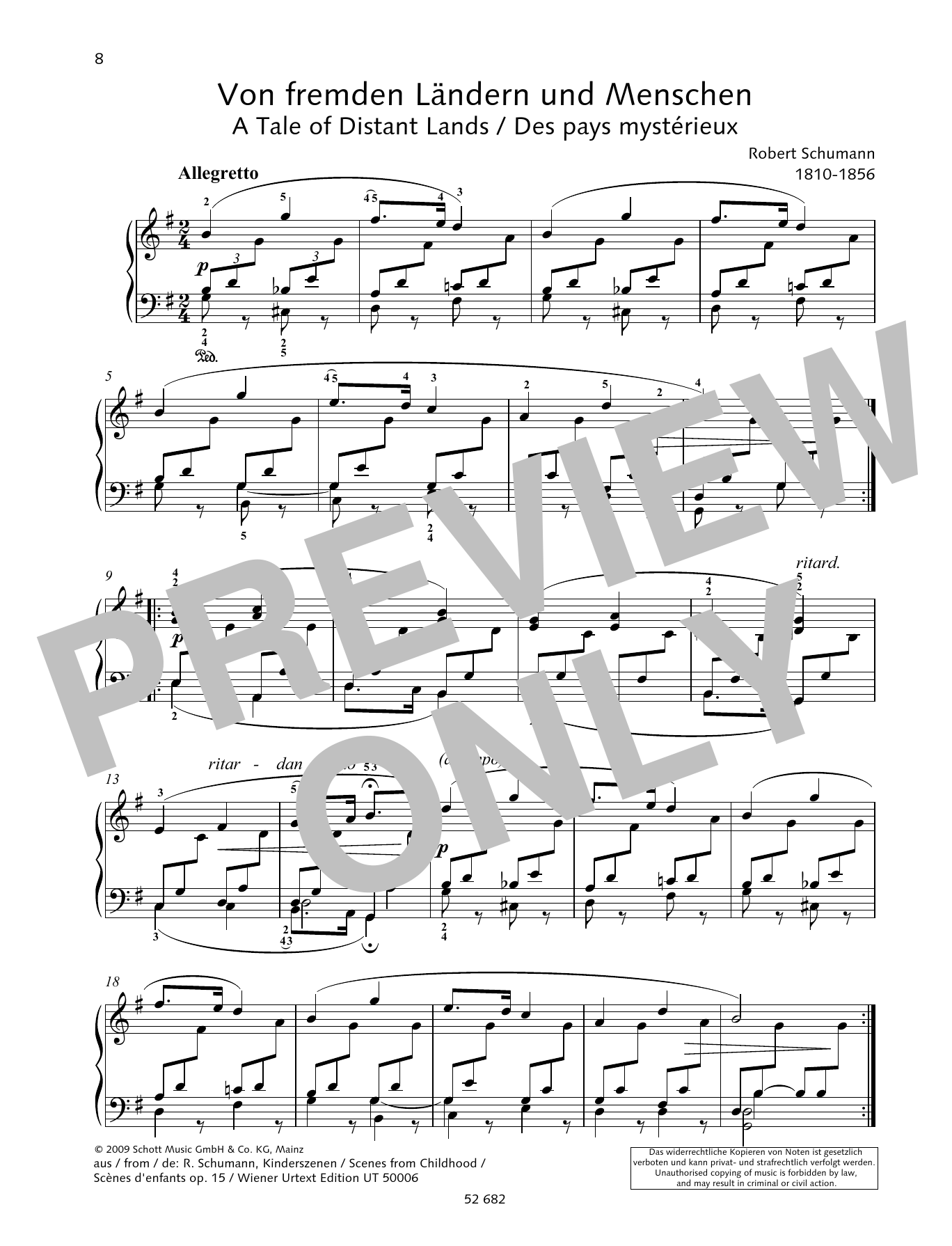 Robert Schumann A Tale of Distant Lands sheet music notes and chords arranged for Piano Solo