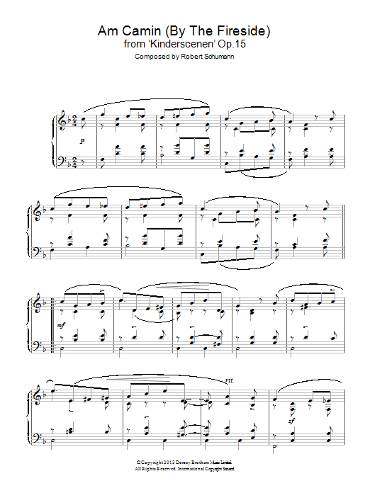 Robert Schumann Am Camin (By The Fireside) from 'Kinderscenen' Op.15 No. 8 sheet music notes and chords arranged for Piano Solo