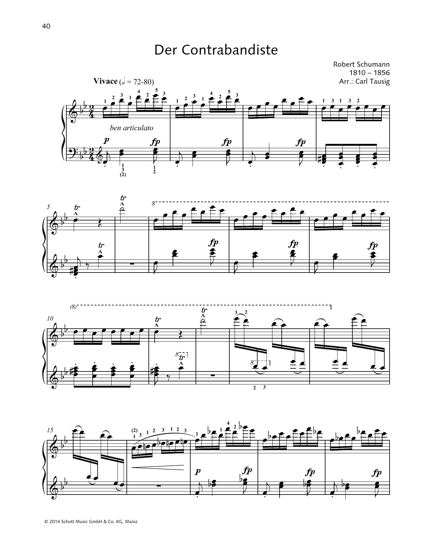 Robert Schumann Der Contrabandiste sheet music notes and chords arranged for Piano Solo