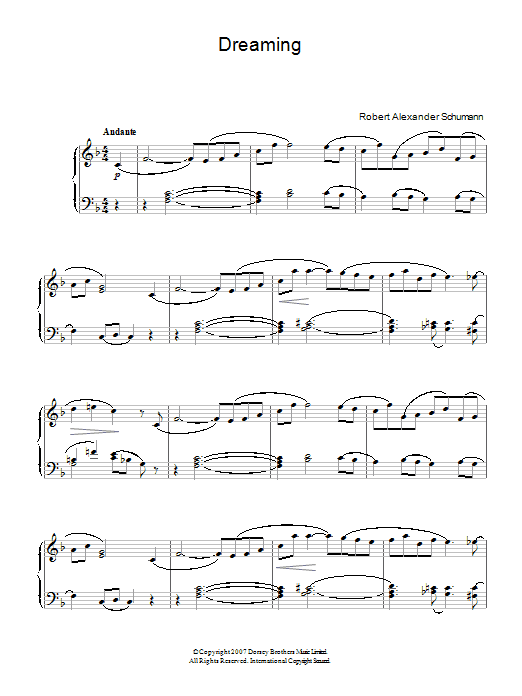 Robert Schumann Dreaming sheet music notes and chords arranged for Piano Solo