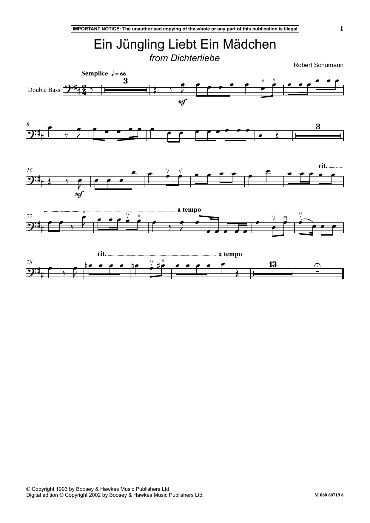 Robert Schumann Ein Jungling Liebt Ein Madchen from Dichterliebe sheet music notes and chords arranged for Instrumental Solo