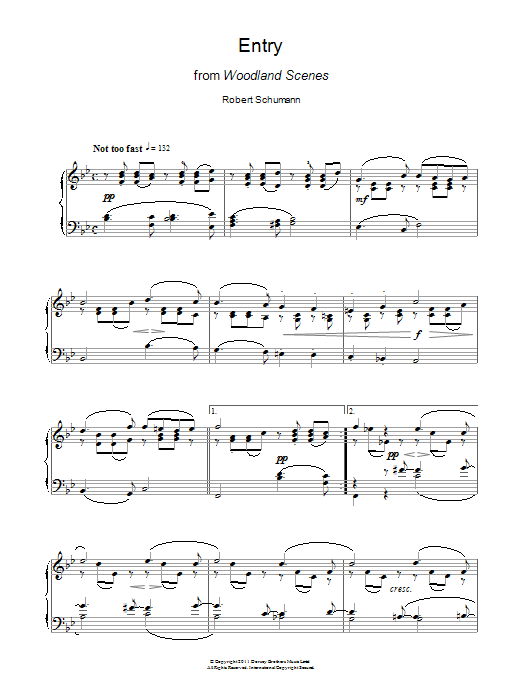 Robert Schumann Entry From Woodland Scenes sheet music notes and chords arranged for Piano Solo