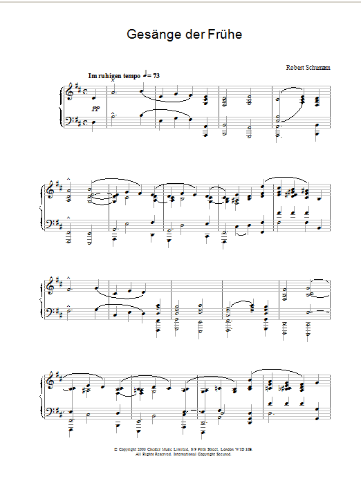 Robert Schumann Gesänge der Frühe sheet music notes and chords arranged for Piano Solo