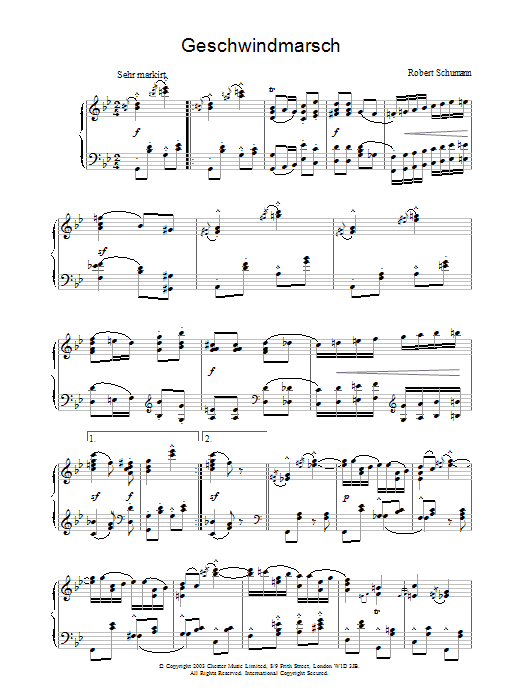 Robert Schumann Geschwindmarsch sheet music notes and chords arranged for Piano Solo