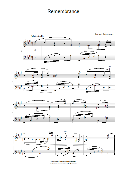Robert Schumann Remembrance sheet music notes and chords arranged for Piano Solo