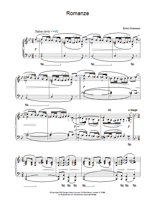 Robert Schumann Romanze sheet music notes and chords arranged for Piano Solo