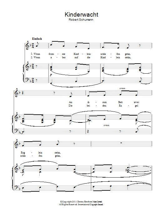 Robert Schumann The Children's Watch (Kinderwacht) sheet music notes and chords arranged for Piano & Vocal