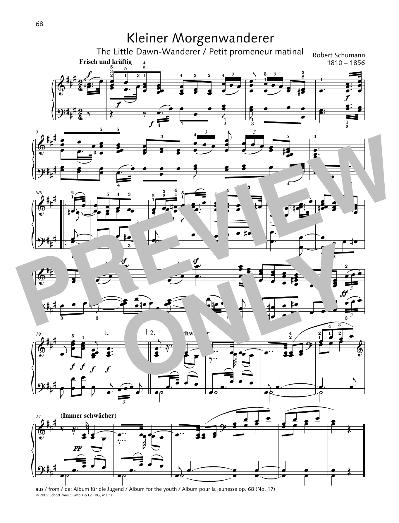 Robert Schumann The Little Dawn-Wanderer sheet music notes and chords arranged for Piano Solo