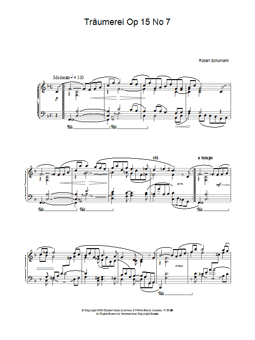 Robert Schumann Traumerei Op. 15, No. 7 sheet music notes and chords arranged for Easy Piano