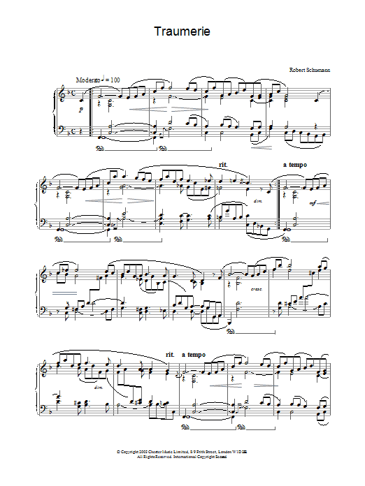 Robert Schumann Traumerie sheet music notes and chords arranged for Piano Solo