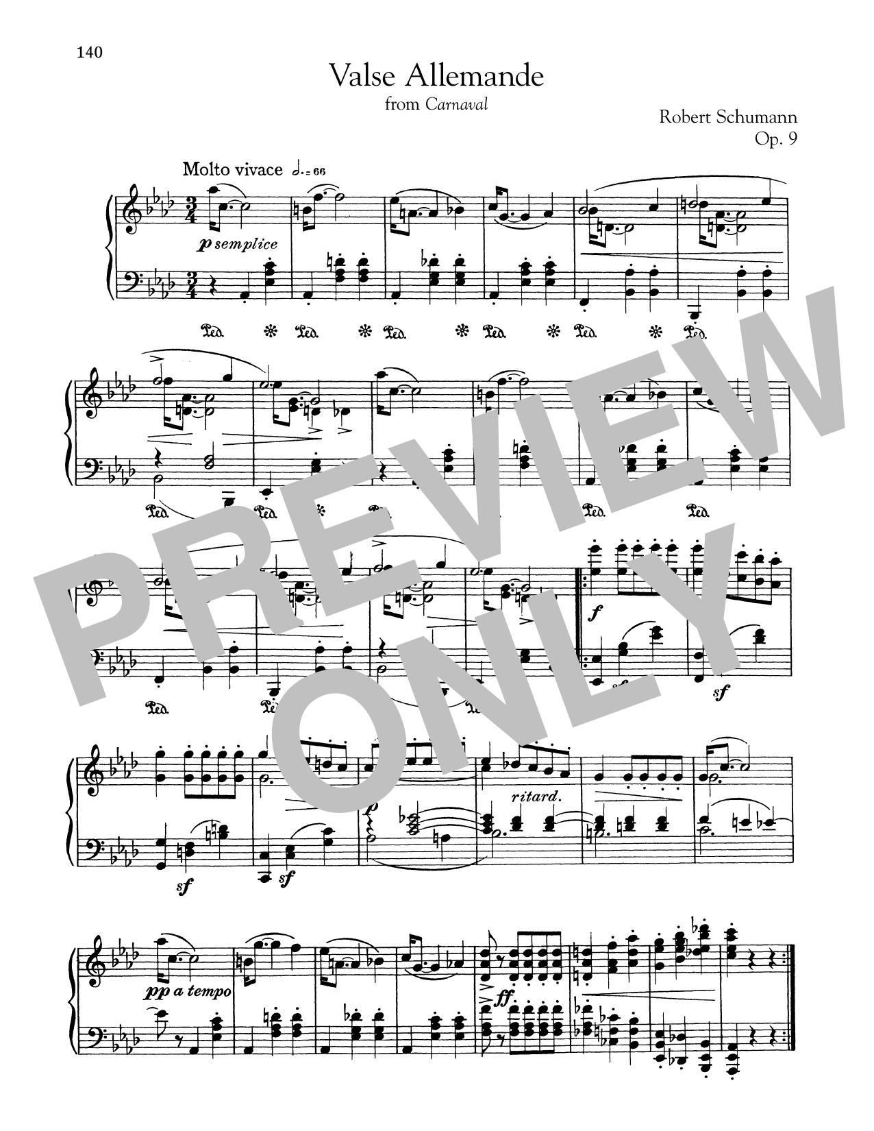 Robert Schumann Valse Allemande sheet music notes and chords arranged for Piano Solo