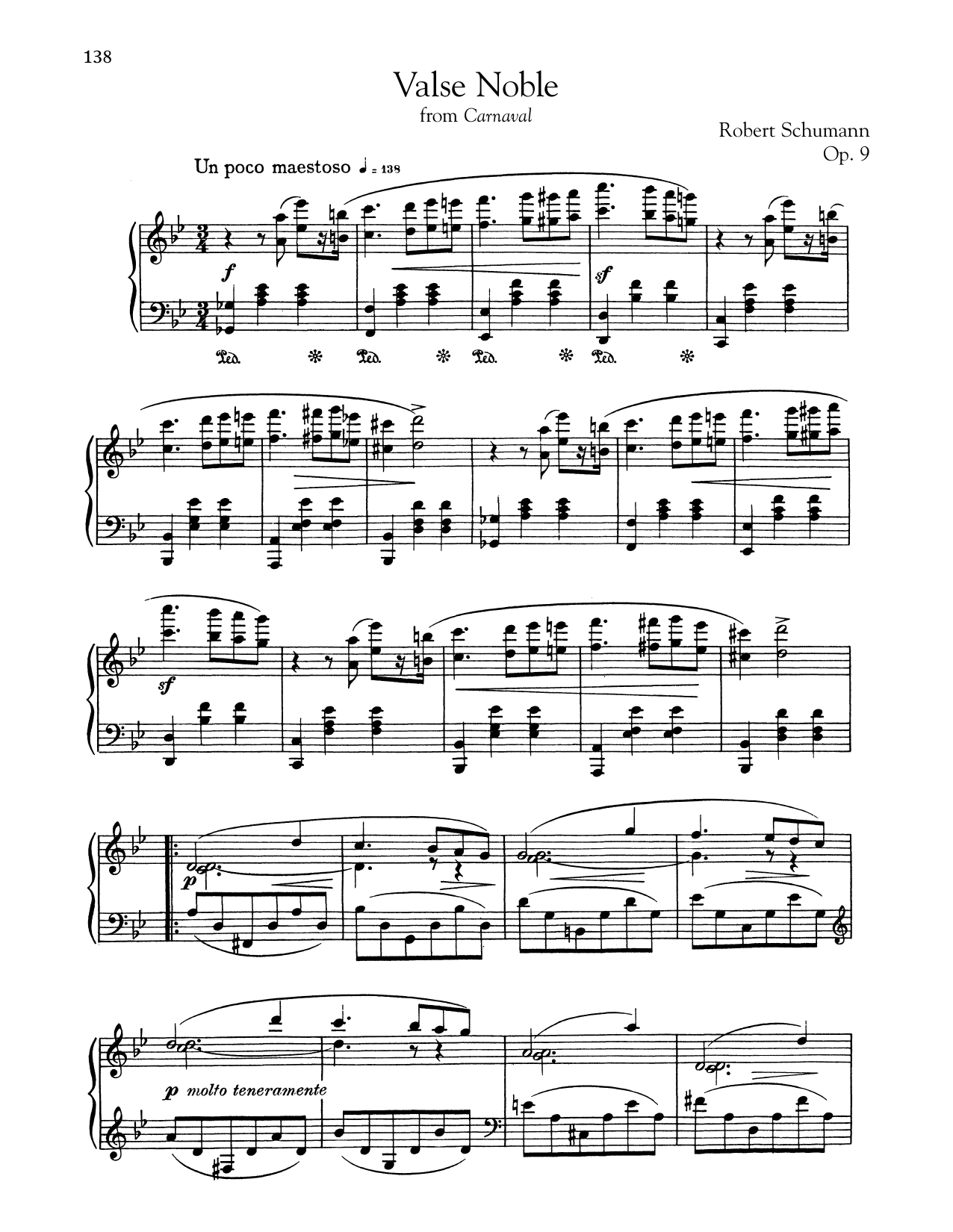 Robert Schumann Valse Noble sheet music notes and chords arranged for Piano Solo