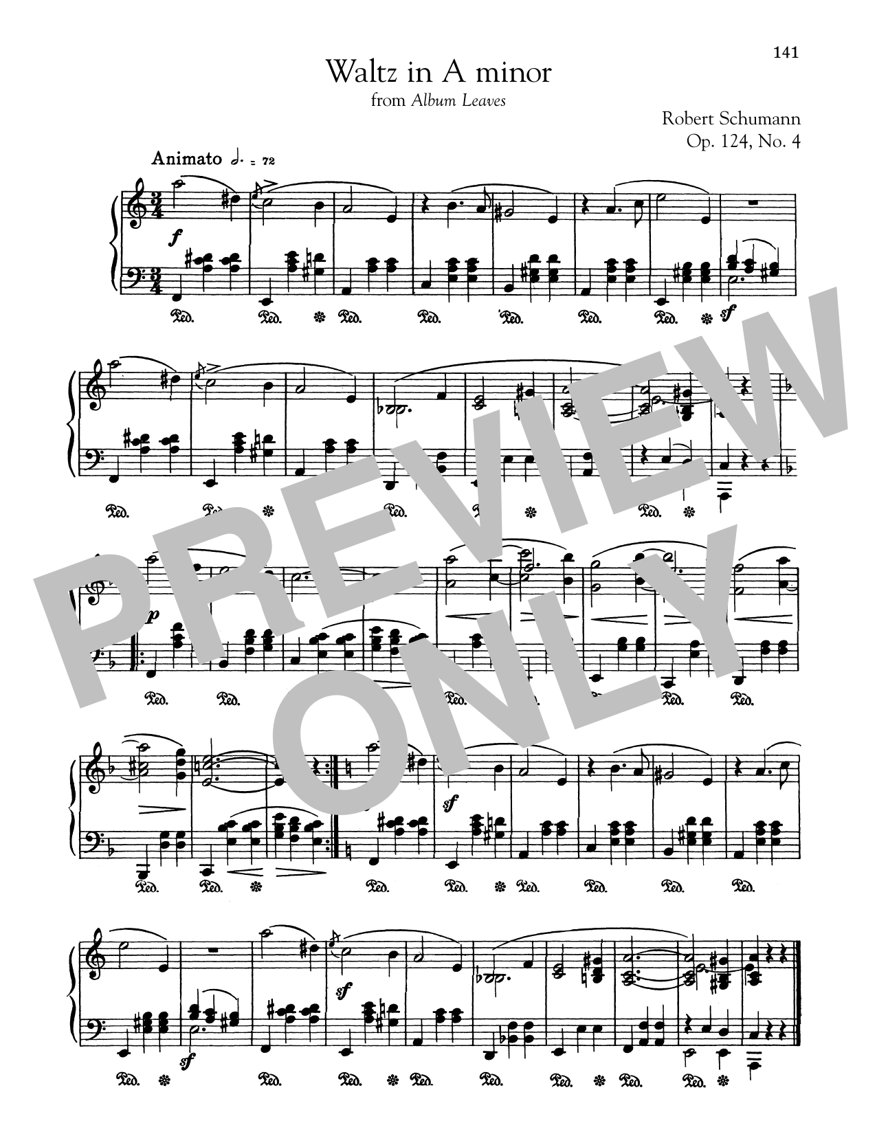 Robert Schumann Waltz In A Minor sheet music notes and chords arranged for Piano Solo
