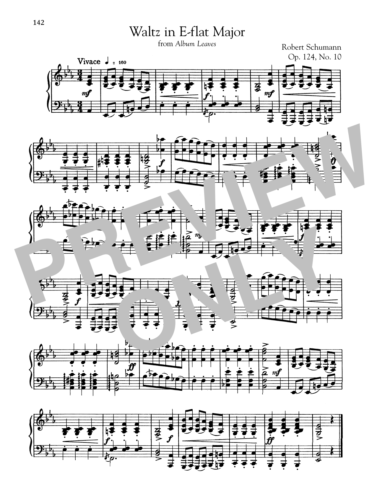 Robert Schumann Waltz In E-Flat Major sheet music notes and chords arranged for Piano Solo