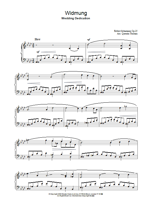 Robert Schumann Widmung sheet music notes and chords arranged for Piano, Vocal & Guitar Chords