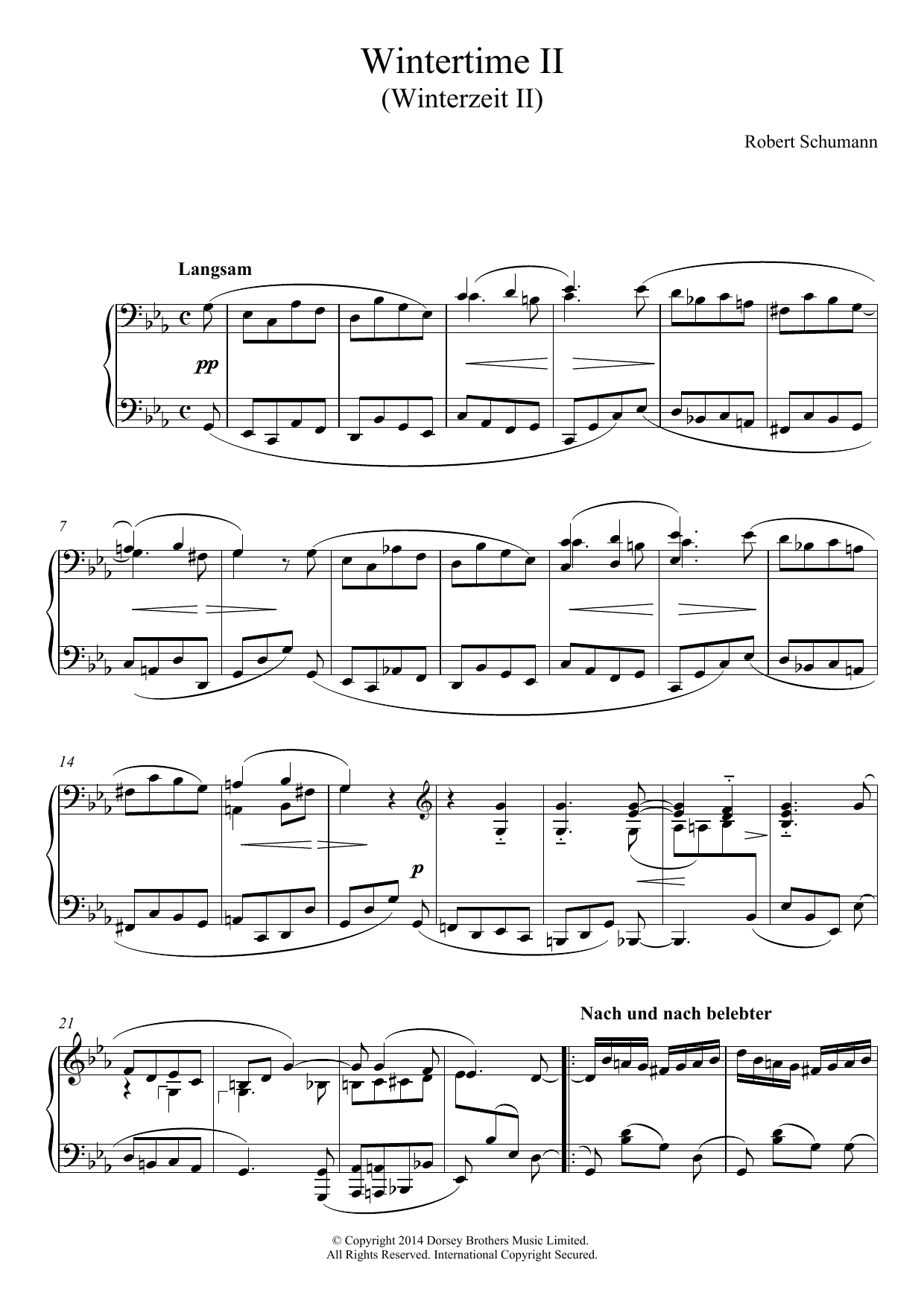 Robert Schumann Wintertime (from 'Album For The Young') sheet music notes and chords arranged for Piano Solo