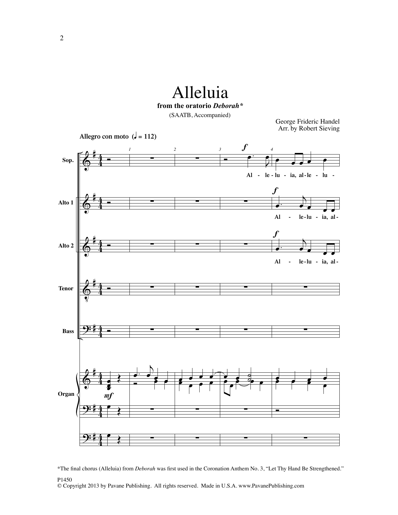 Robert Sieving Alleluia sheet music notes and chords arranged for Choir
