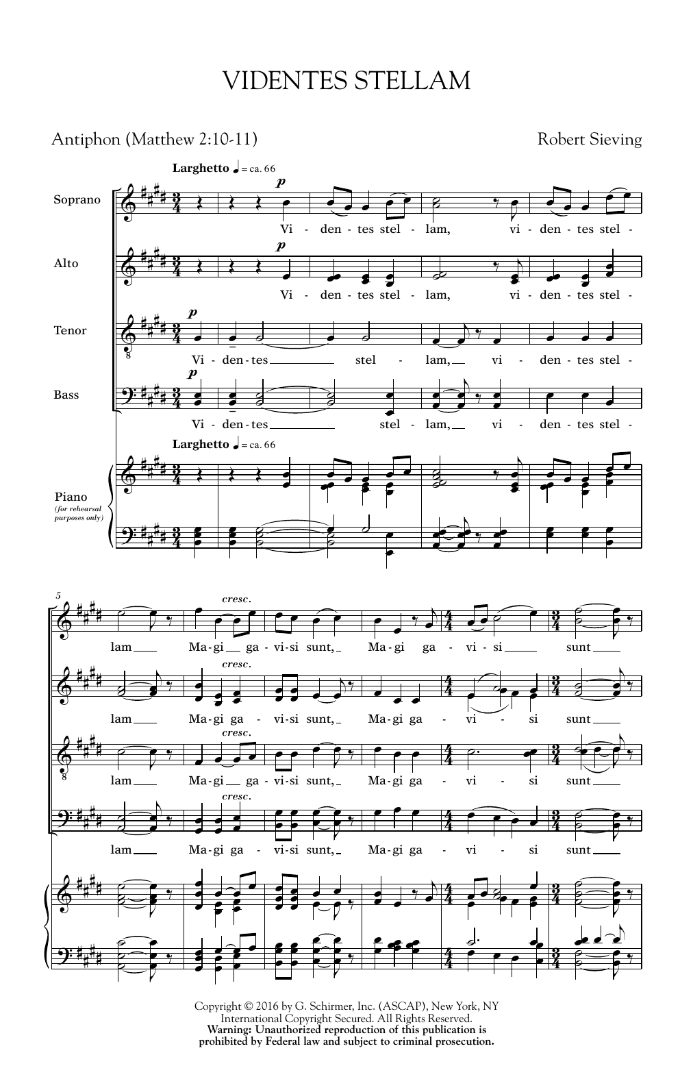 Robert Sieving Videntes Stellam sheet music notes and chords arranged for SATB Choir
