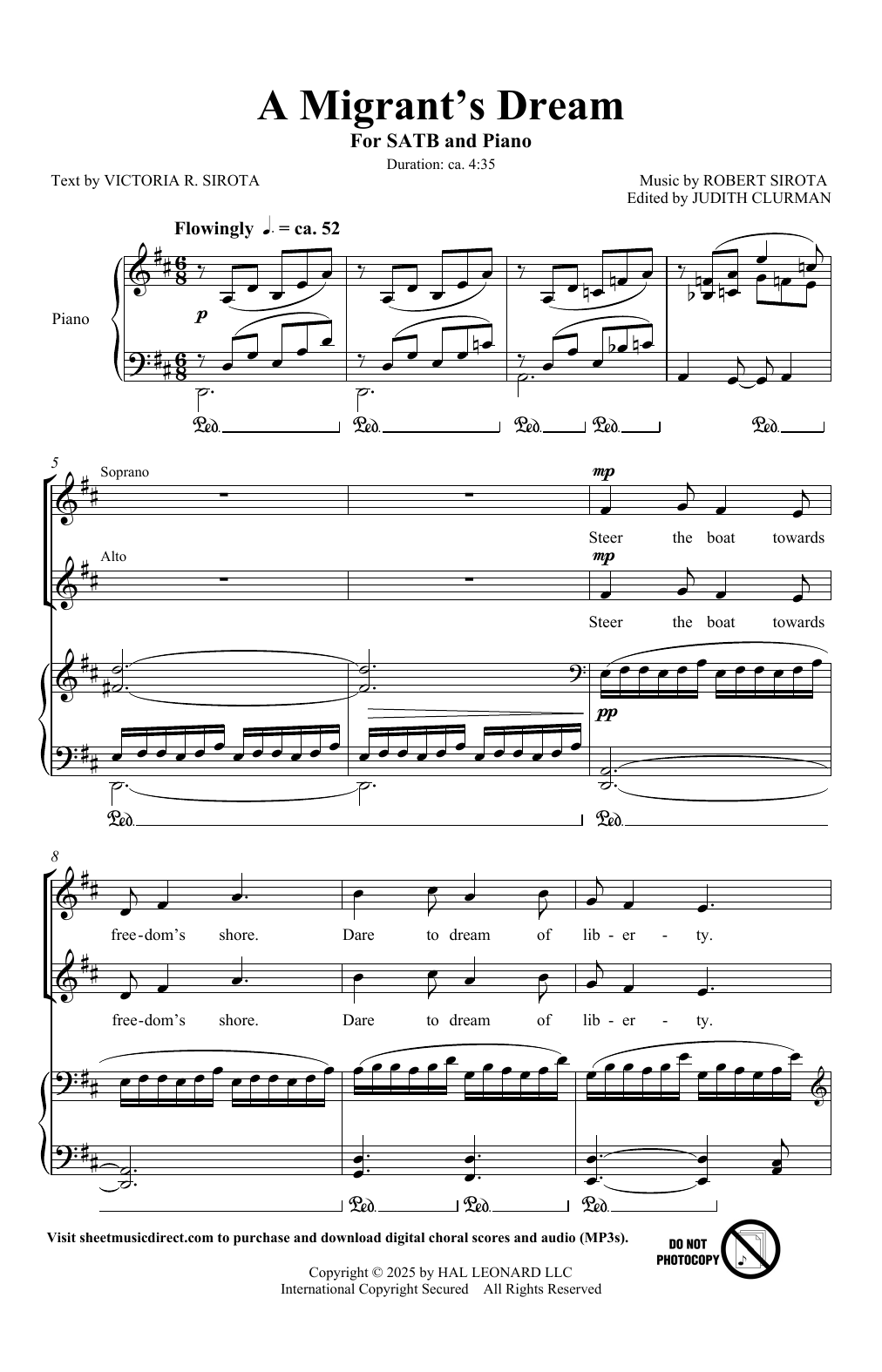 Robert Sirota and Victoria R. Sirota A Migrant's Dream sheet music notes and chords arranged for SATB Choir
