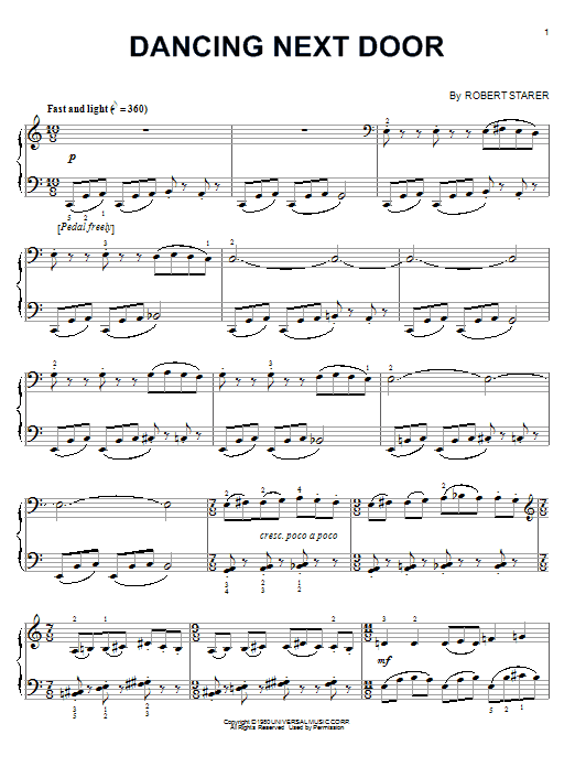 Robert Starer Dancing Next Door sheet music notes and chords arranged for Piano Solo