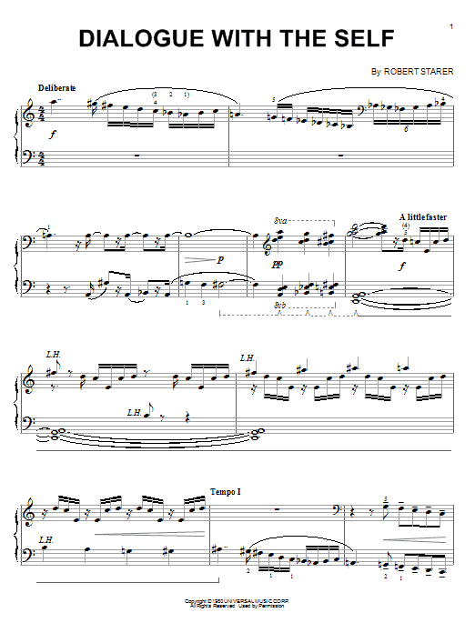 Robert Starer Dialogue With The Self sheet music notes and chords arranged for Piano Solo