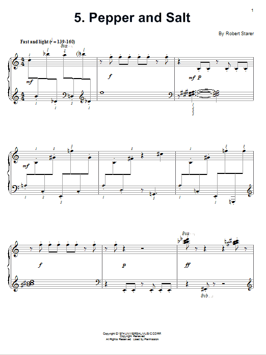 Robert Starer Pepper And Salt sheet music notes and chords arranged for Piano Solo