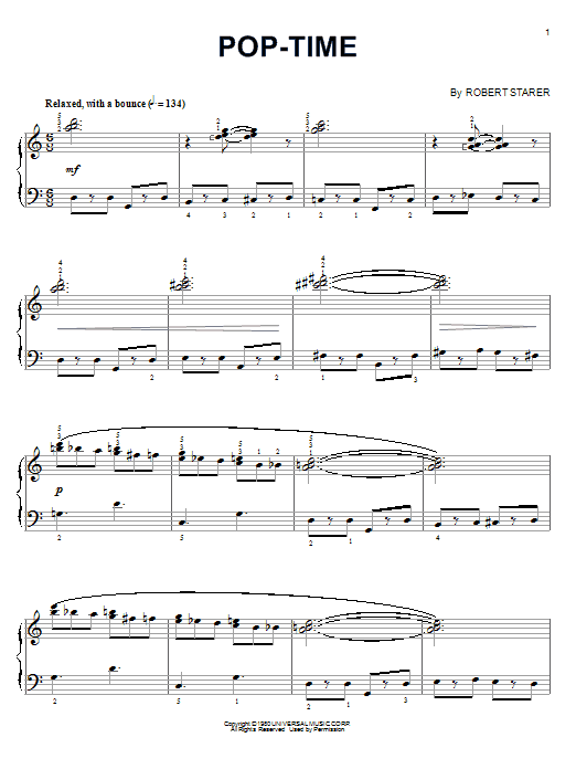 Robert Starer Pop-Time sheet music notes and chords arranged for Piano Solo