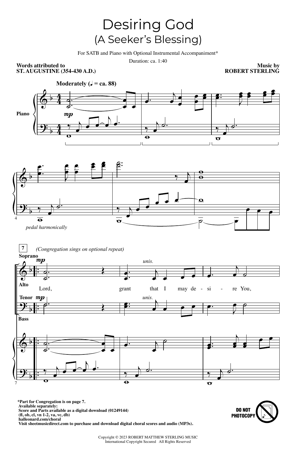 Robert Sterling Desiring God (A Seeker's Blessing) sheet music notes and chords arranged for SATB Choir