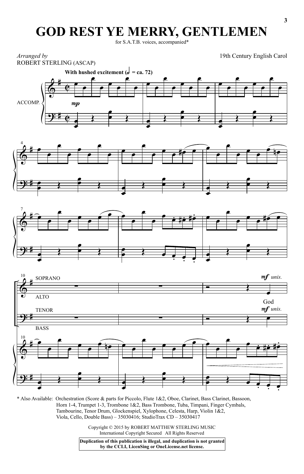 Robert Sterling God Rest Ye Merry, Gentlemen sheet music notes and chords arranged for SATB Choir