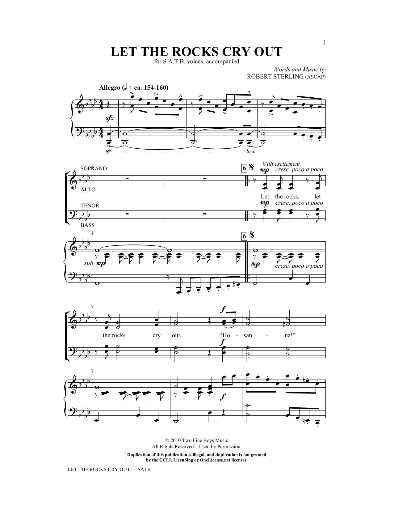 Robert Sterling Let The Rocks Cry Out sheet music notes and chords arranged for SATB Choir