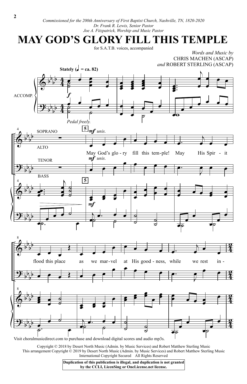 Robert Sterling May God's Glory Fill This Temple sheet music notes and chords arranged for SATB Choir