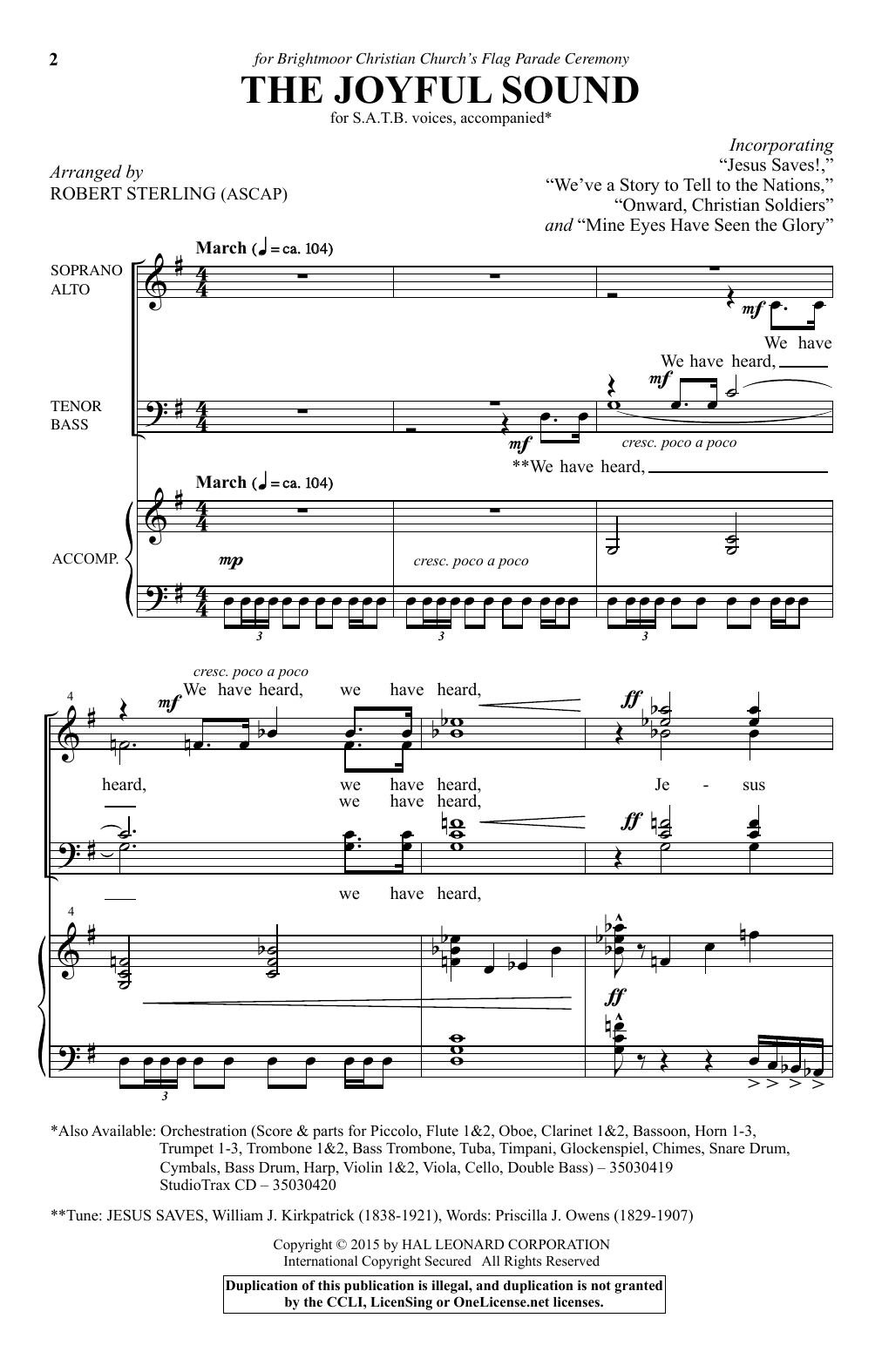 Robert Sterling Mine Eyes Have Seen The Glory sheet music notes and chords arranged for SATB Choir