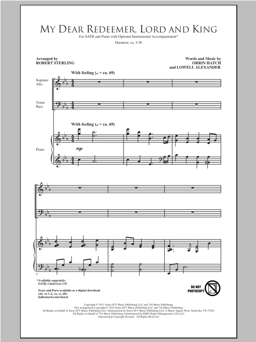 Robert Sterling My Dear Redeemer, Lord And King sheet music notes and chords arranged for SATB Choir