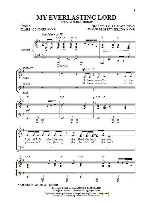 Robert Sterling My Everlasting Lord sheet music notes and chords arranged for SATB Choir